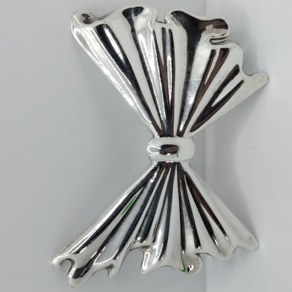 Vintage Sterling Silver Bow Pendant Large